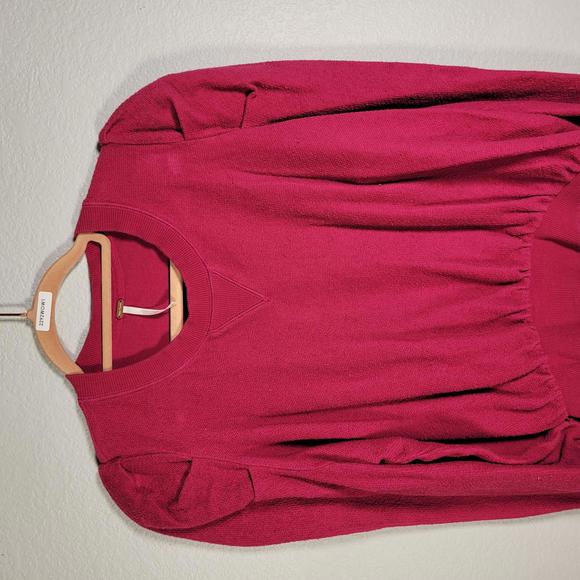 Free People Raspberry Long Sleeve Puff Shoulder Textured Shirt Women Size M - Picture 6 of 10